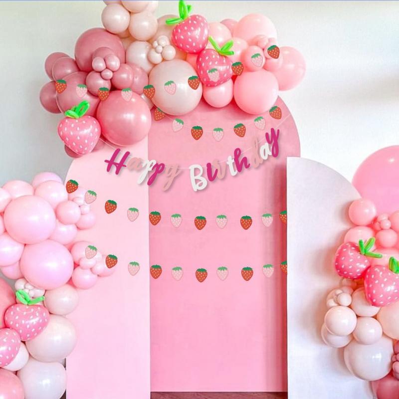 1PC New Fruit Strawberry Pineapple Paper Skewers Hawaiian Decoration Garland Children's Day Birthday Party Background Setup