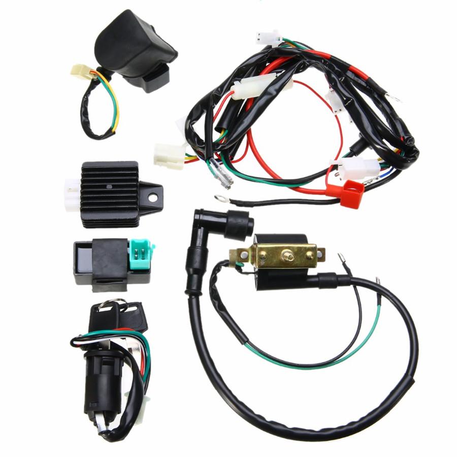 Motorcycle CDI Wiring Harness Loom Ignition Solenoid Coil Rectifier 50 110 125cc