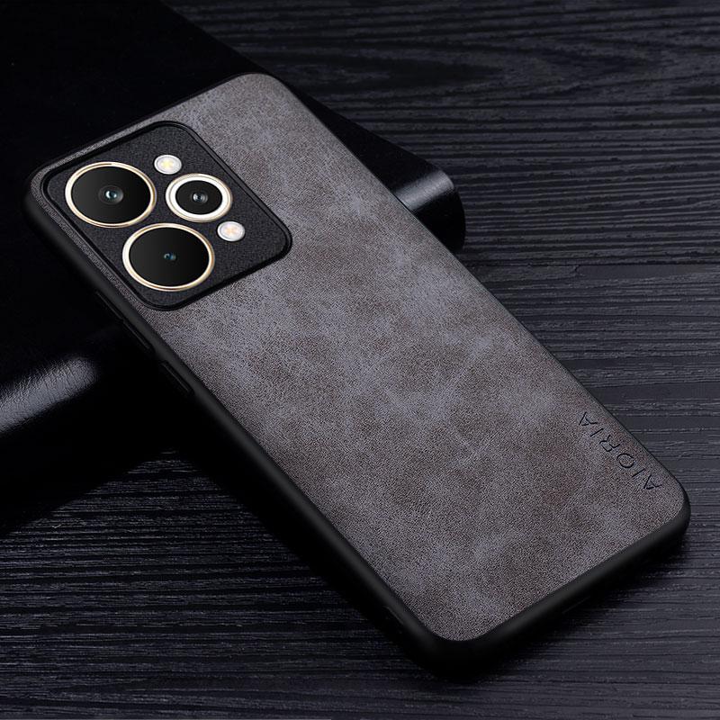 

Premium PU Faux Leathe Phone Case for Realme 15T 15 Pro Scratch-Resistant Solid Color Cover for realme 15 Pro Funda Realme 15 Pro сірий колір