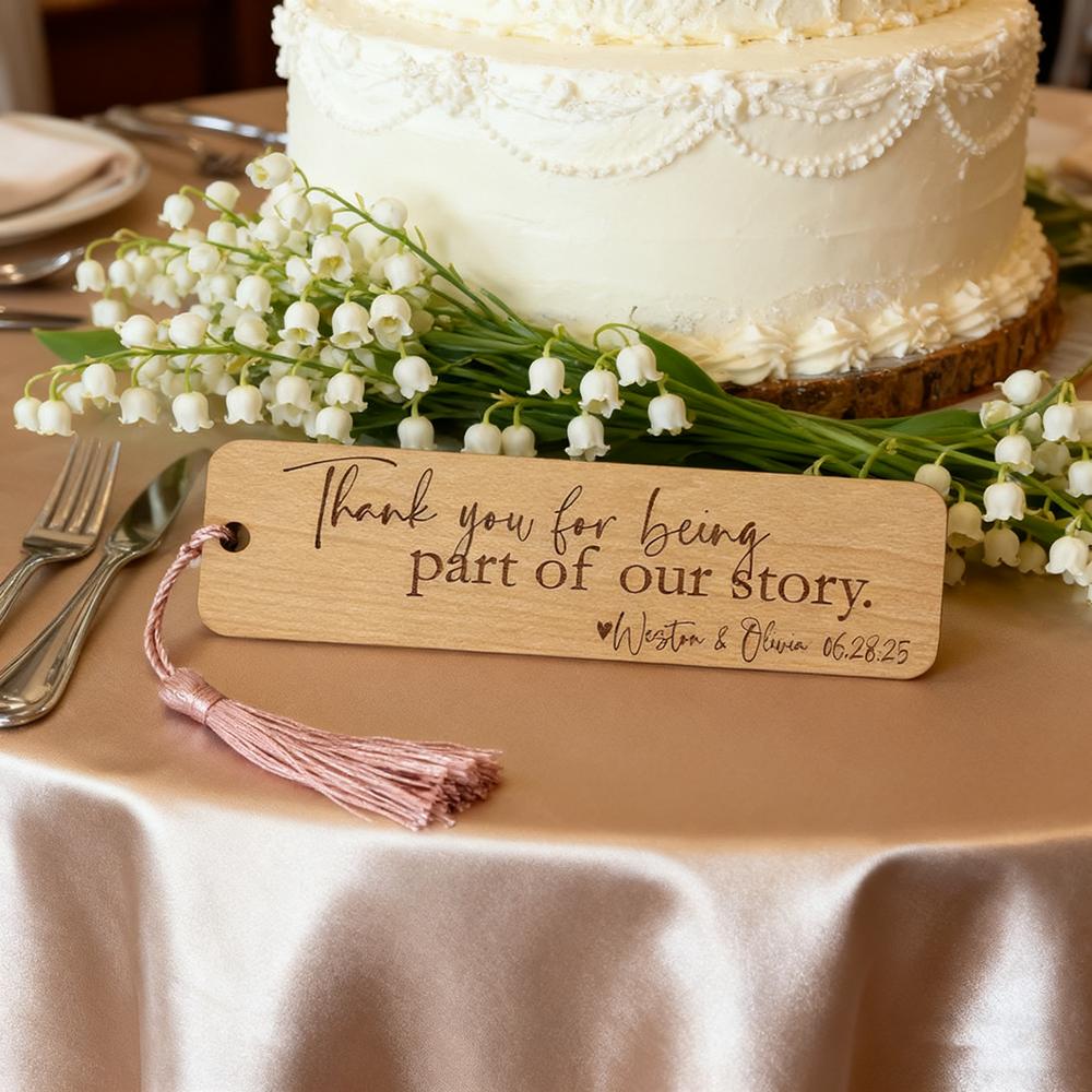 Personalized 6Pcs Wedding Favor Bookmark Rustic Engraved Maple Wood with Tassel Bachelorette Party Bridesmaid Bridal Shower gift