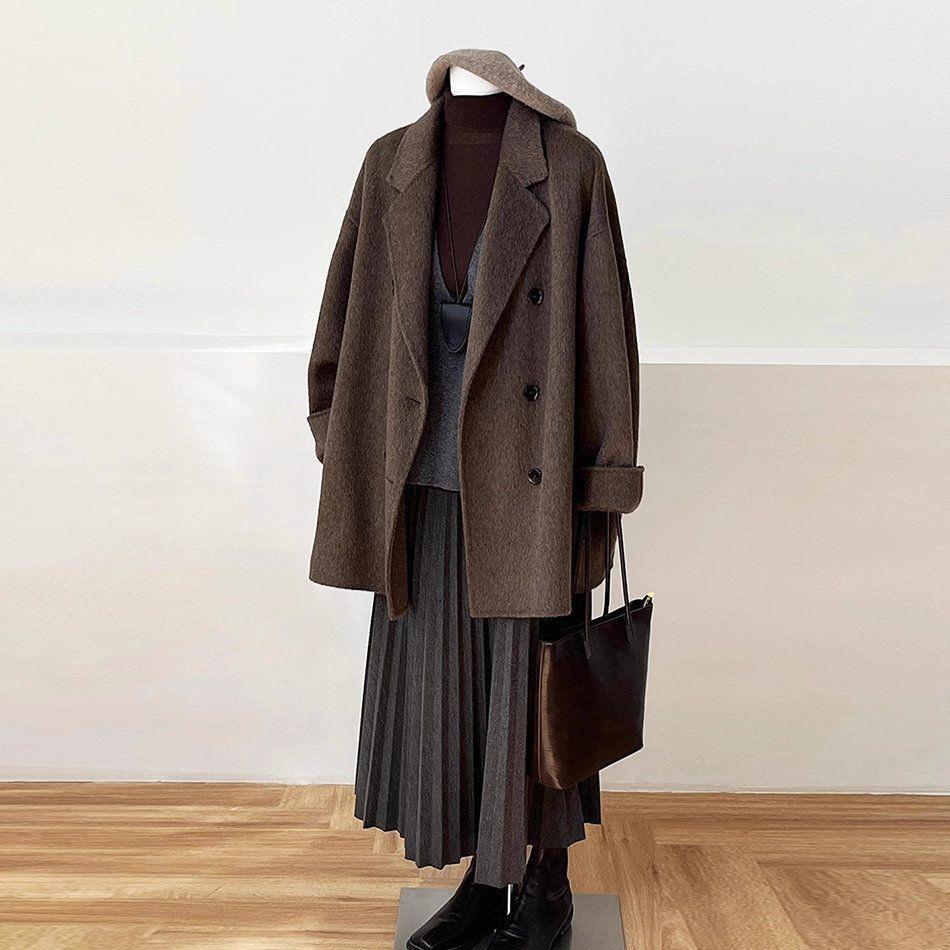 Women's Trendy Maillard Woolen Coat, 2025 Winter Collection - Cotton-Padded, Mid-Length, Petite Size