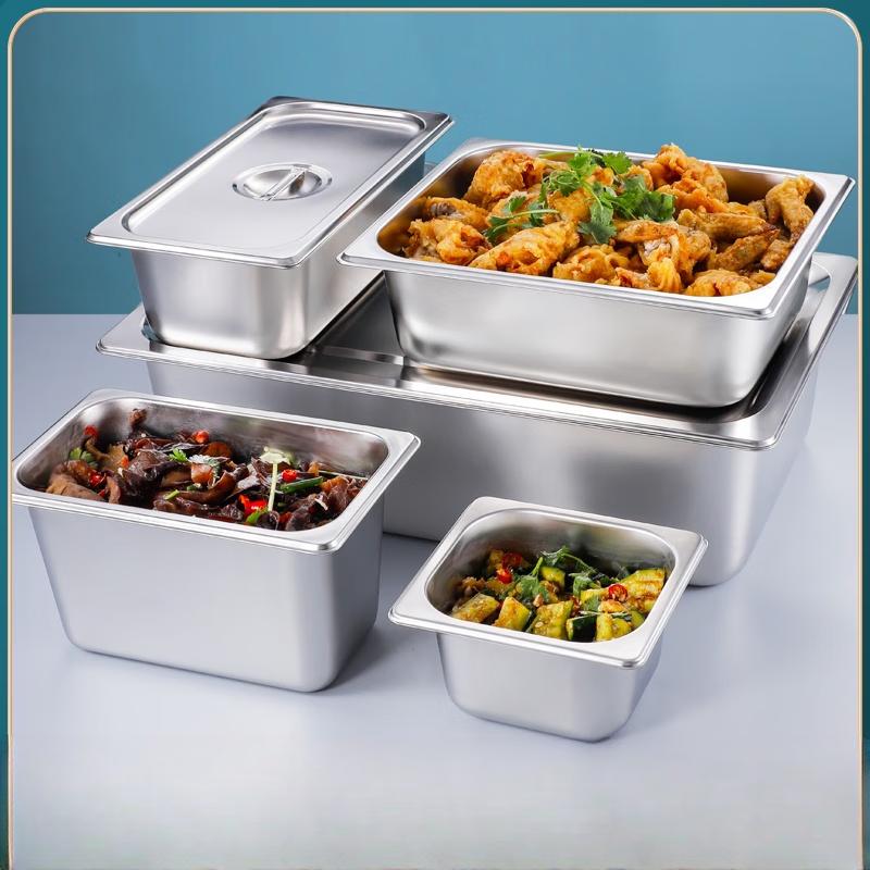 Wuhe 304 Stainless Steel Rectangular Deep Food Pan with Lid