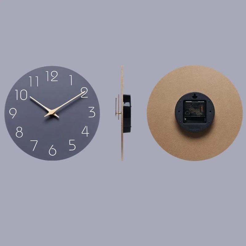 Decorative 10 Inch Wall Clock Minimalist Style Hanging Digital Clock Round Non Ticking Silent Clock Kitchen