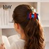Holiday Photo Props Independence Day Bow Hair Clip for Girls, Red Blue White Glitter Hairpin, Double Layer Cute Styling Clips with Sequins Star,