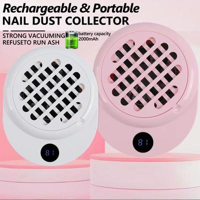 USB Rechargeable Manicure Nail Vacuum Cleaner Strong Suction Nail Dust Collector Portable Nail Art Vacuum Dust Cleaner