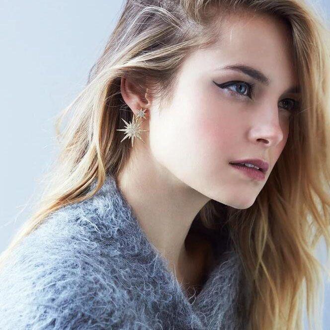 Stylish Korean Style Star Earrings Sparkling Silver Plated Studs For Women