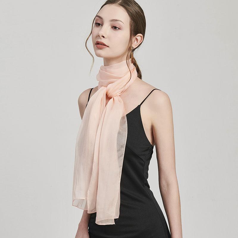 100% Pure Silk Chiffon Scarf Solid Red Long Neck Scarves Women Kerchief Bufanda Mujer Summer Thin Real Silk Hair Scarves Foulard