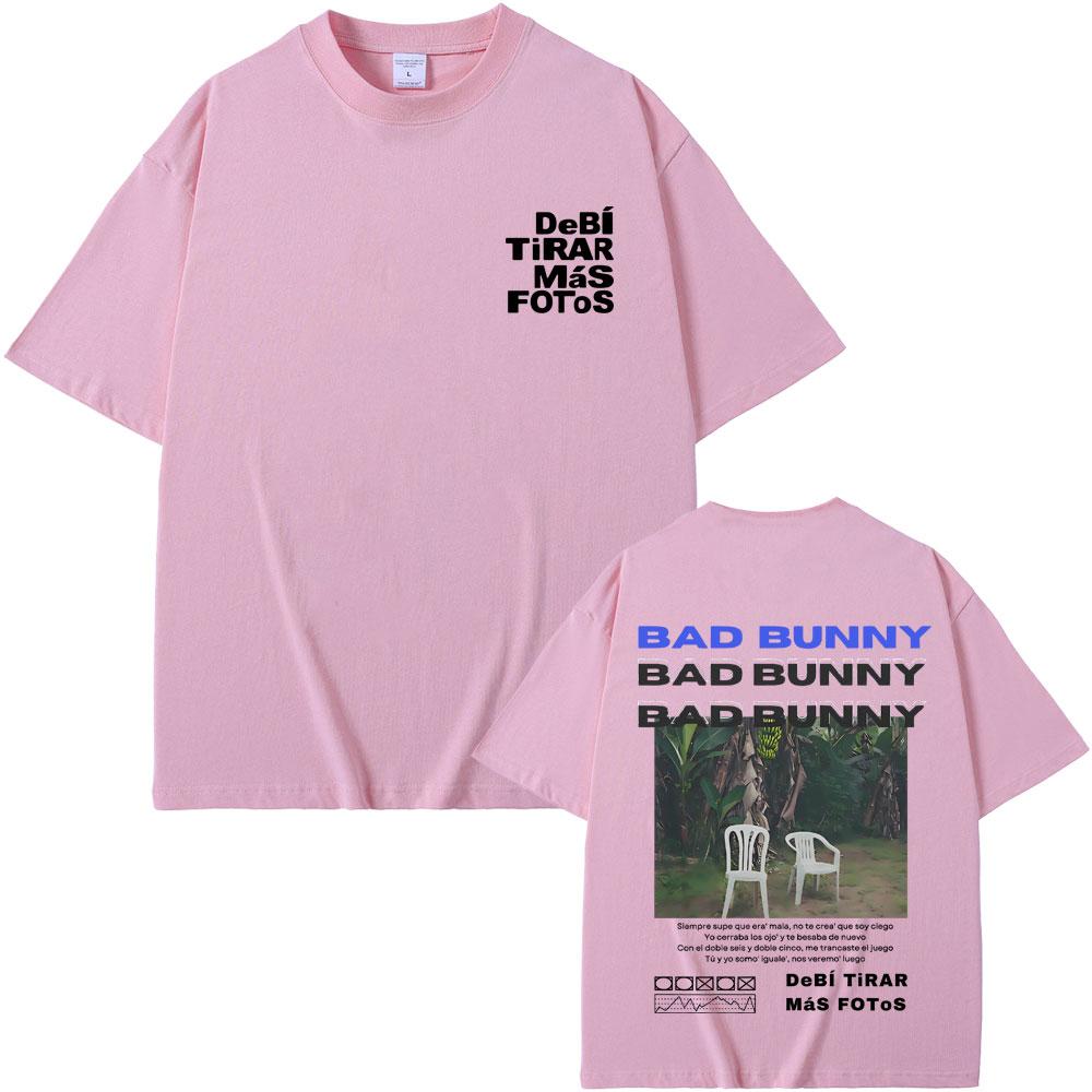 Famous Rapper Bad Bunny Tshirt DeBi TiRAR MaS FOToS DTMF Graphic Tshirt Men's Cotton T-shirt Men Fashion Hip Hop Retro T Shirts