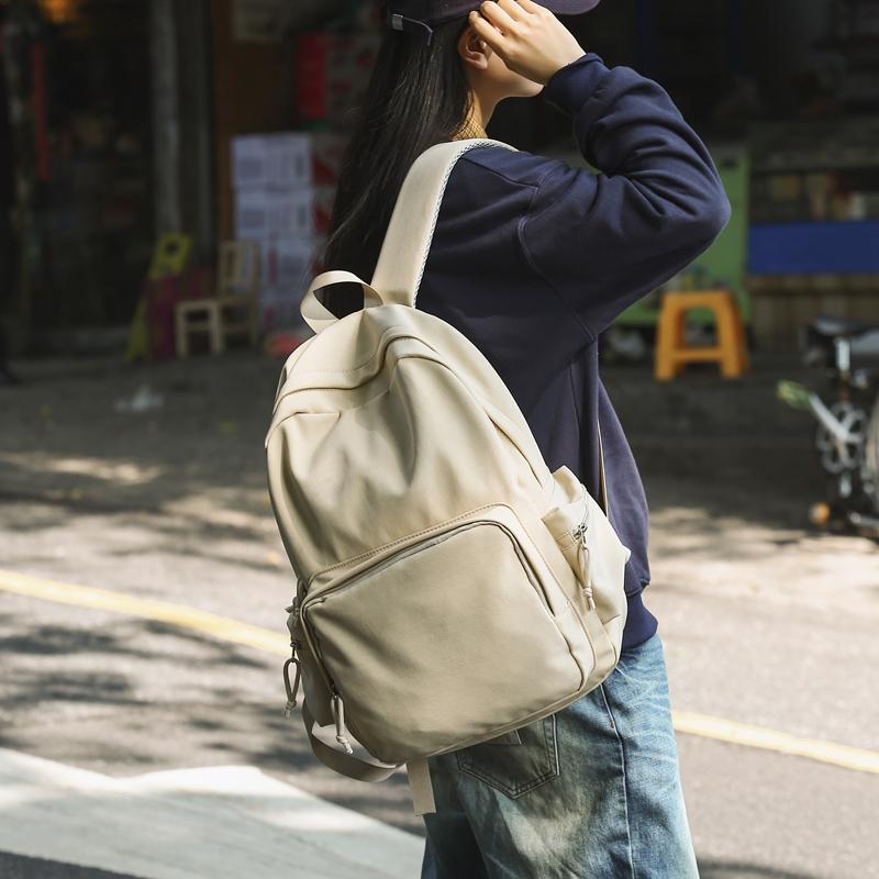 Women Schoolbag Men Solid Color Lightweight Travel Backpack Student Backpack