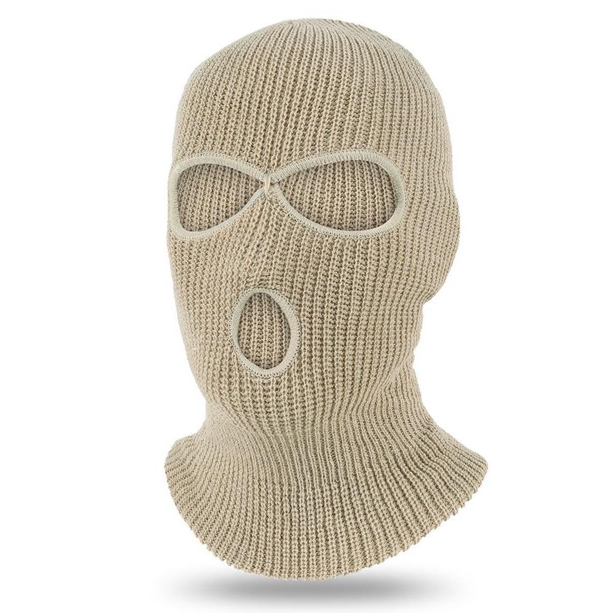 Winter Warm 3-hole Ear protection Embroidery White Knitted Full Face Mask Cover Cap Ski Mask Balaclava Pack for Men