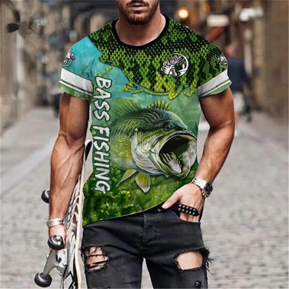 3D Printed Summer Fashion Outdoor Fishing  T-Shirt Europe And America Casual Retro Street Style Round Neck Short Sleeve Men Tees