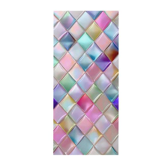 Stained Glass Effect Window Film Geometric Pattern Decorative Static Cling UV Block Heat Control Vintage Rainbow Window Sticker for Living