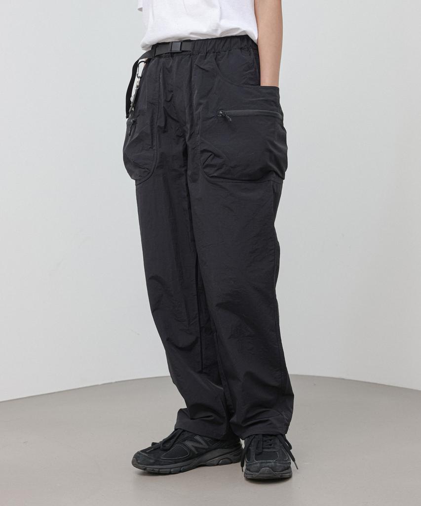 MODERMENT [Nylon] Belted Tech Cargo String Pants [Black]