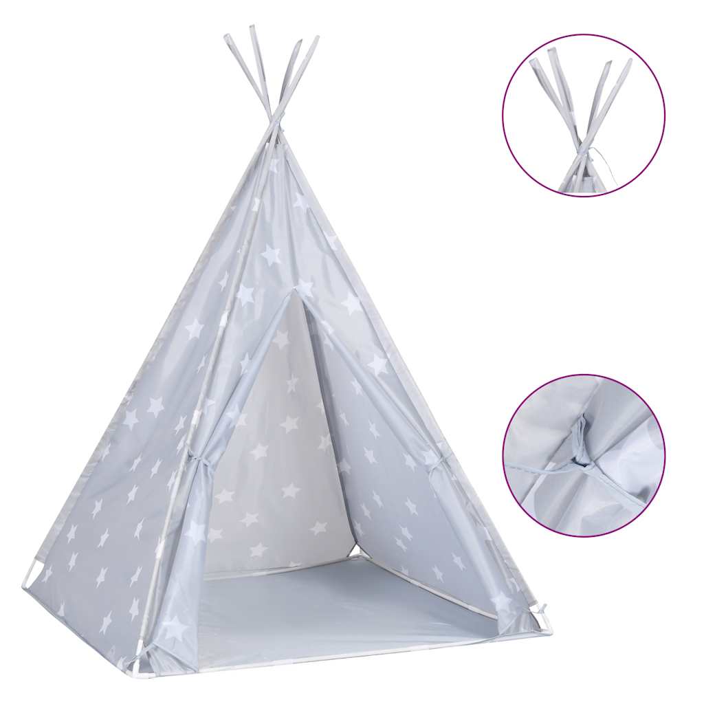 Kids Tipi Tent with Carry Bag Polyester Gray 115 x 115 x 160 cm