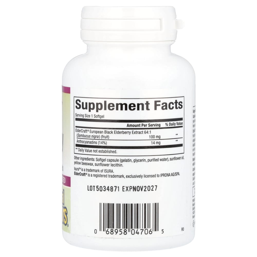 Natural Factors Black Elderberry 100mg Rapid Release Softgels 60 Count