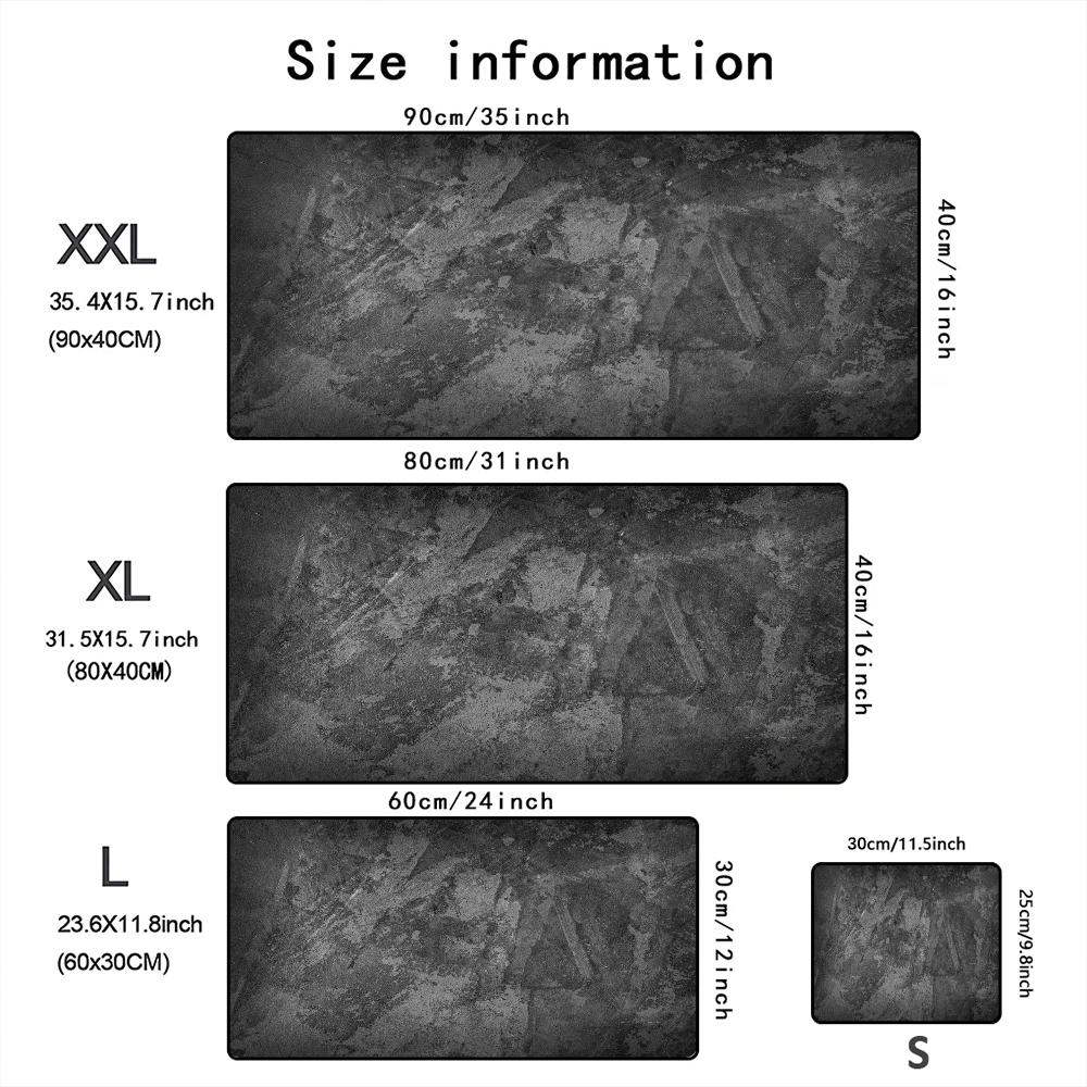 Dark Gray Distressed Texture Large Gaming Mouse Pad Waterproof Nonslip Desk Mat