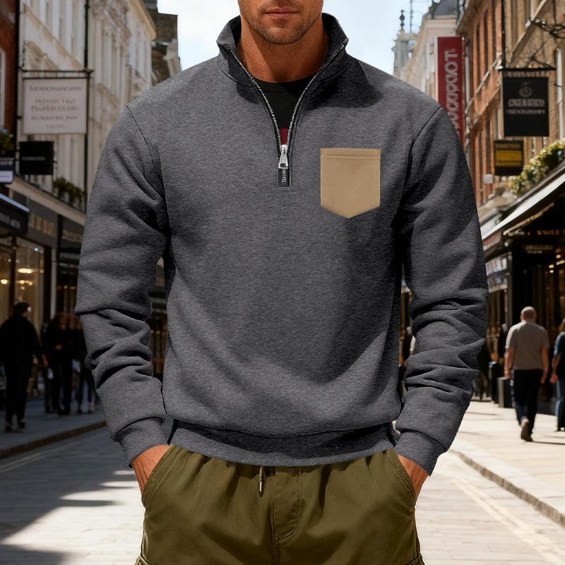 Мужская утолщенная рубашка с длинным рукавом топы с длинным рукавом на молнии до половины повседневные теплые худи для осенизимы 3XL темно-серого 1990₽