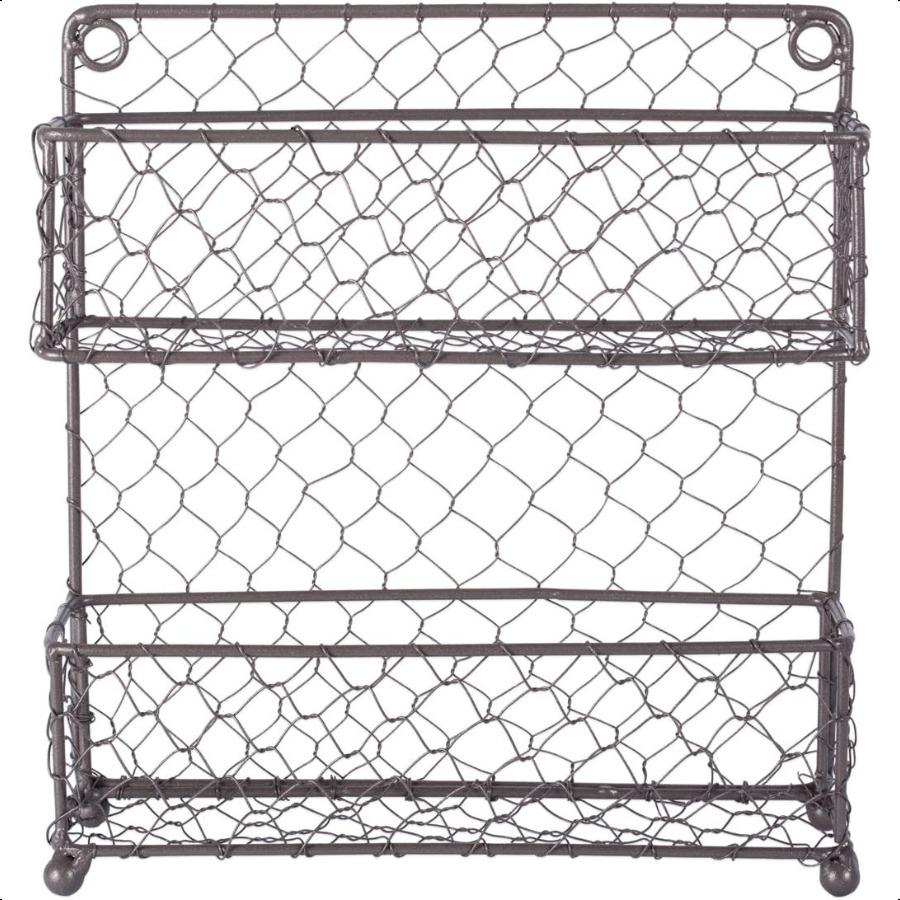 Farmhouse Vintage Decorative Metal Pantry Spice Rack Organizer 9.45Lx2.3Wx10H 2 Tier Spice Rack Rustic