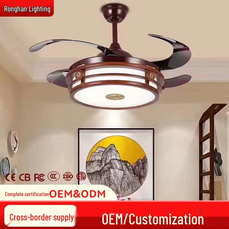 Smart Retro Chinese Ceiling Fan Light with Silent Operation and Eye Protection for Bedroom & Study