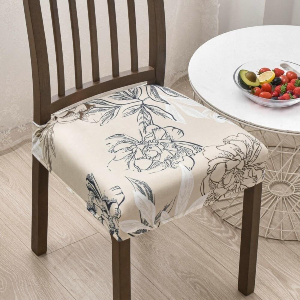 

Soft Printed Design Stretch Chair Cover Square Elastic Bottom Chair Seat Cover Removable Chair Slipcover Home Decor