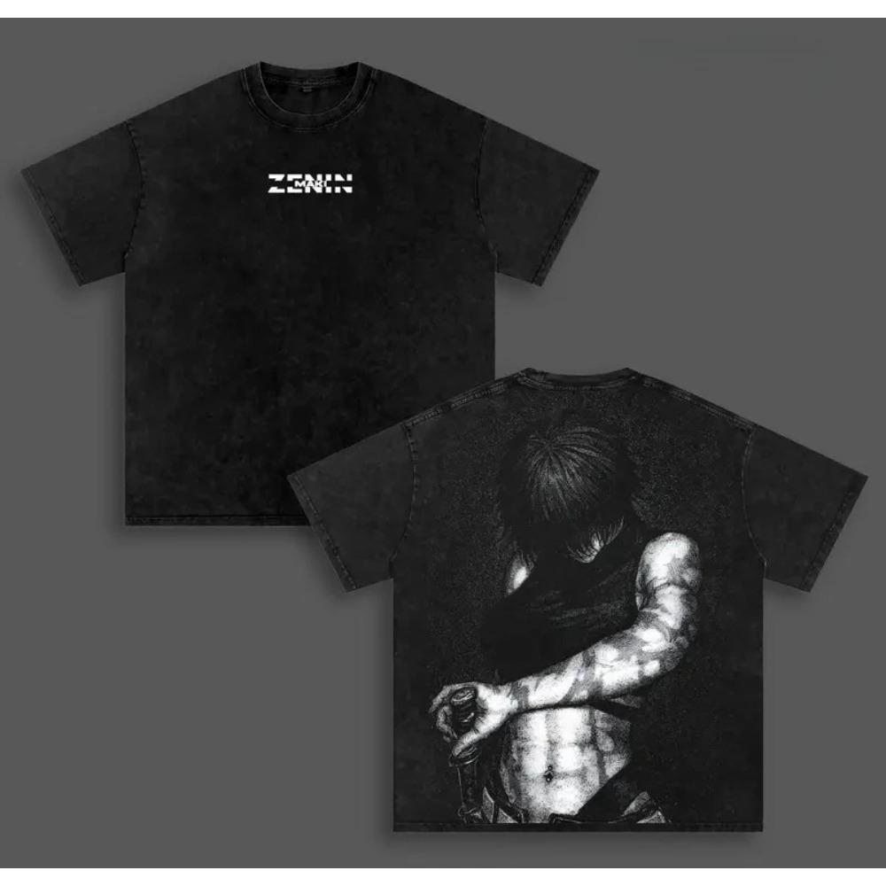 Zenin Maki Jujutsu Kaisen Manga T-shirt Y2k Vintage Washed Oversized T Shirt Men's Unisex Clothing Short Sleeve Cotton Tees Tops