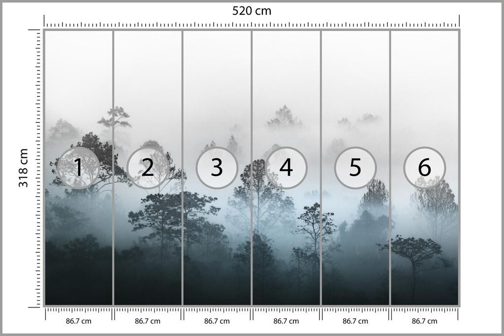 Photomural Forest In Fog Self-Adhesive Mural 520x318