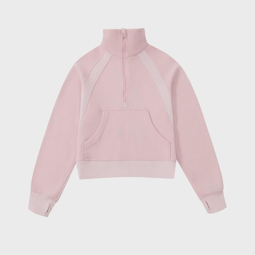 Women's Short Chimney Collar Casual Sports Sweatshirt - Half-Zip, Plus Velvet, Loose Fit