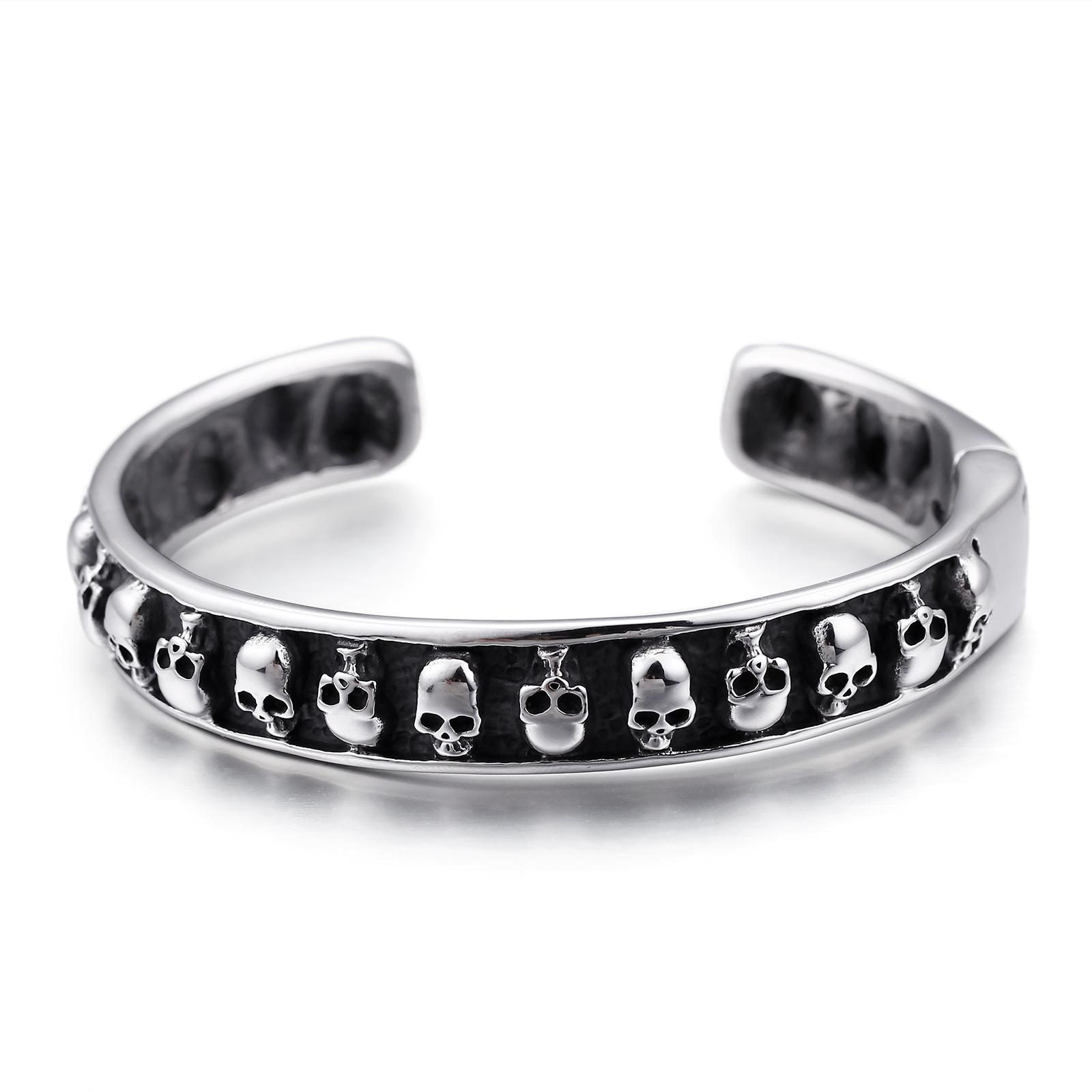 KALEN Stainless Steel Punk Skeleton Open Cuff Bangles Men Punk