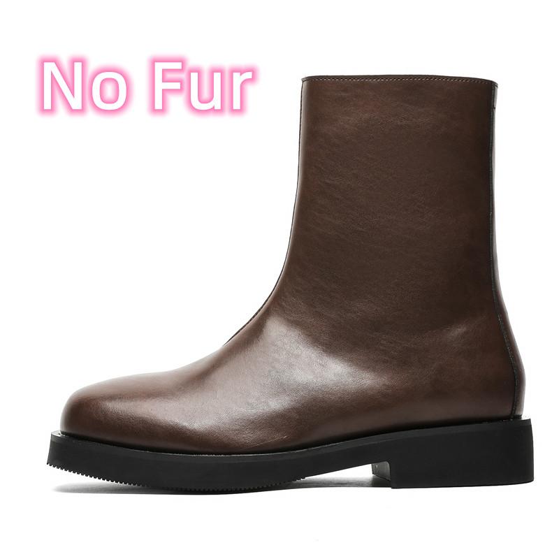 Fashion Side Zipper Ankle Boots Men s Casual High Top Shoes All-match Men Winter Plush Snow Boots Leather Fashion Motorcycle Boots Men 38 7713₽