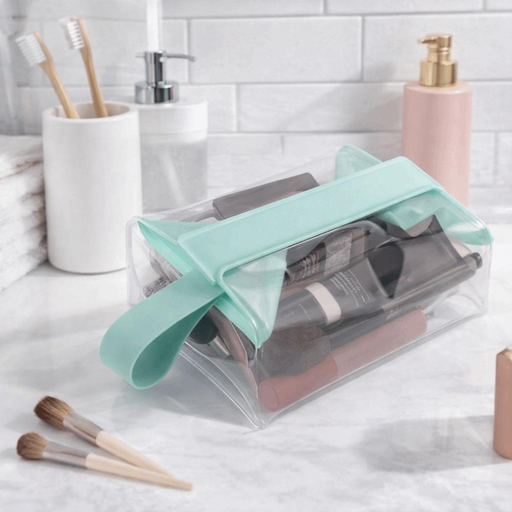 Große Kapazität PVC Make-up-Tasche Magnetverschluss Kosmetiktasche Tragbar Klar Kulturtaschen Bad