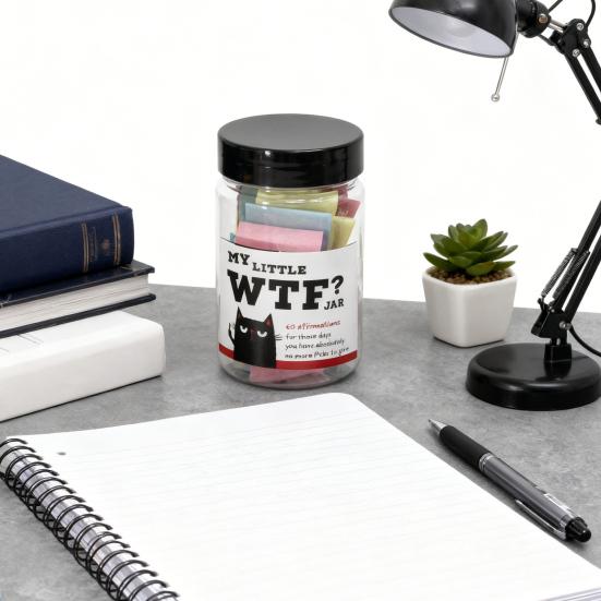 Mein Kleines WTF-Glas mit 60 Krassen Selbstpflege-Zitaten Sarkastische Affirmationskarten für Erwachsene Lustiges Motivationsgeschenk