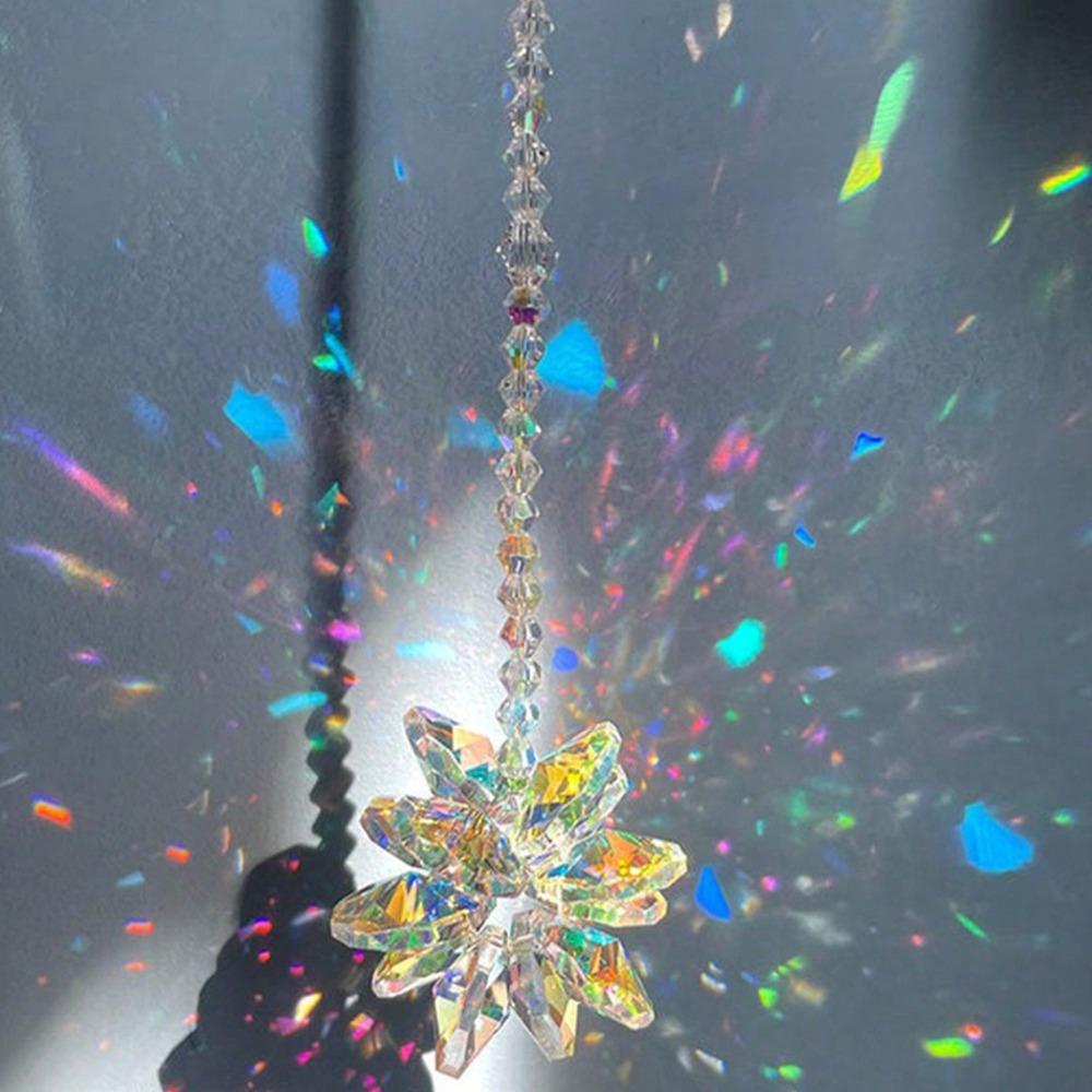 Crystal Prism Pendant Metal Hanging Decor Creative Wind Chimes Window