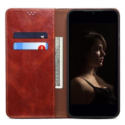 Pro iPhone 16 Pro Pouzdro Textura Crazy Horse Plná Ochrana Voskovaná Kůže Kryt na Telefon