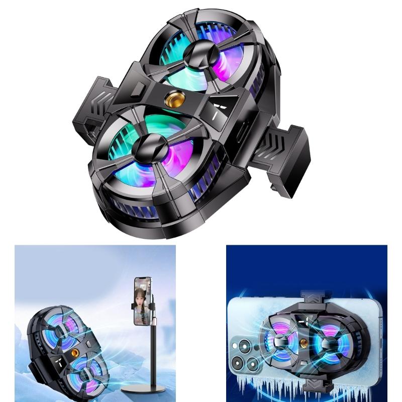 Semiconductor Cooling System 7-Blades Digital Display Radiator Phone Cooler Fan Clip Silent Heat Sink for Gaming Live