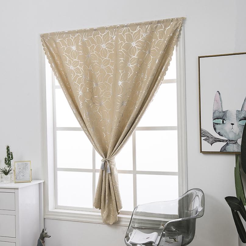 Portable Curtains Window Drapes Bathroom Polyester Window Curtain Floral Printed Blackout Curtain