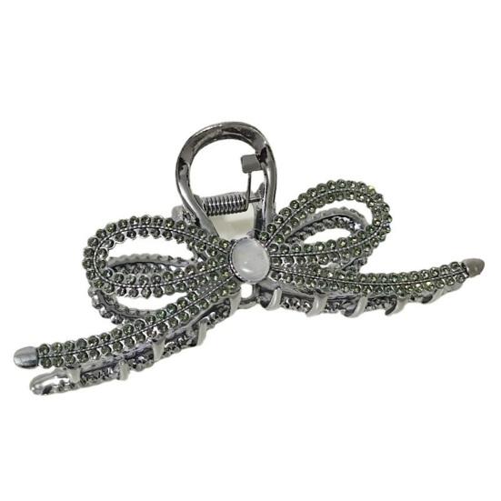 Women Hair Grip Bow Shape Shiny Rhienstone Hollow Out Strong Claw Anti-slip Hair Organization Decoration Exquisite Lady Hair Clamp Hair Claw
