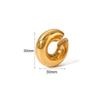 Stainless Steel Chunky Round Circle Clip Earring for Women Gold Color C Shape Ear Cuff Stud Tube Thick Earclips Jewelry