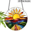 Acryl Zonsondergang Landschap Zonenvanger Glas-in-lood Effect Raamhanger Ornament Natuur Decor