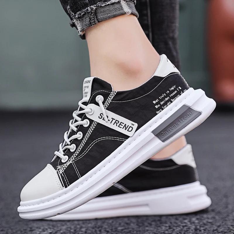 Ice Silk Trendy Shoes New Canvas Shoes Breathable and Comfortable Sports Shoes Casual Flat Shoes Lace Up Fashionable Men's Shoes