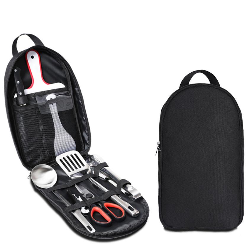 Stainless Steel Outdoor Cookware Set Handbag Picnic Bag Portable Tableware Storage Bag Camping
