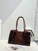 Crocodile Pattern Leather Tote: 2025 Large Capacity Handbag, Single Shoulder or Underarm Bag for Women.