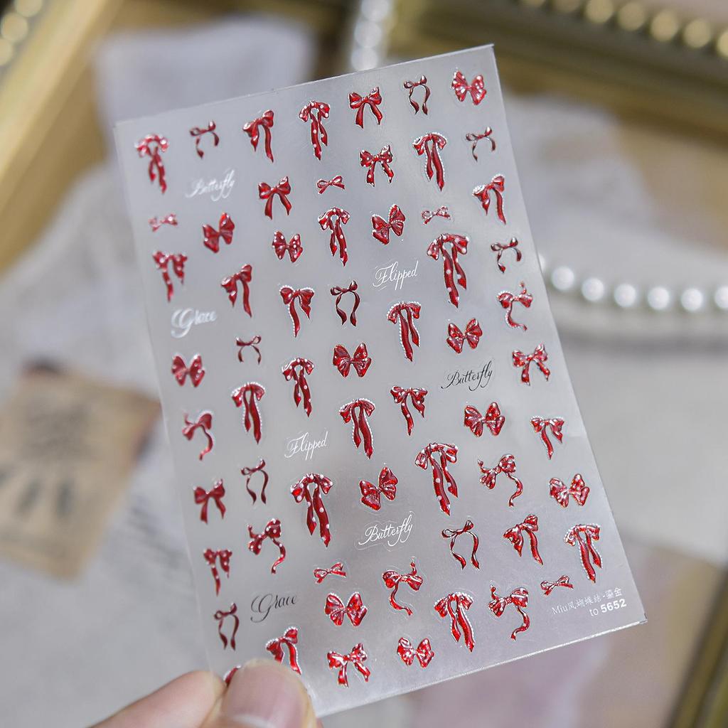 Mo Shi Shell Light Nail Art Stickers - Trendy Polka Dot and Bow Decor