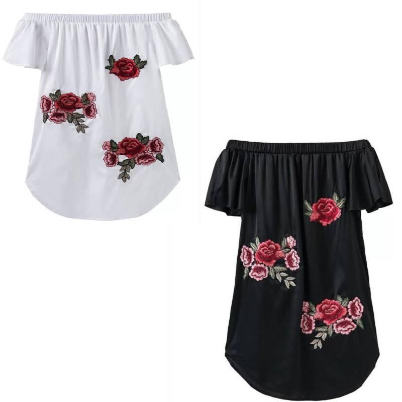 Elegant Floral Embroidered Off Shoulder Dress With Stylish One Shoulder Design