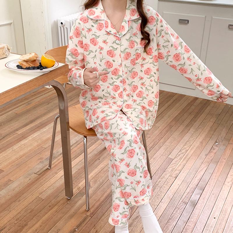 Pijamale de bumbac pentru fete - Cardigan dulce de primăvară/toamnă și pantaloni cu mânecă lungă, purtabile în exterior