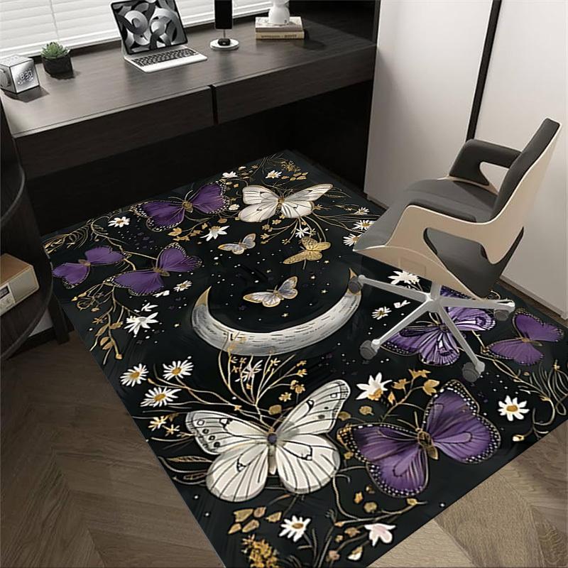1pc Butterflies Moon Carpet Anti Slip Polyester Floor Mat for office.Bedroom