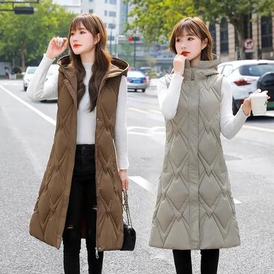Winter Damen Weste Jacke verlängert dick warm halten Daunenmantel Lady einfarbig lose lässige Mantel Kleidung
