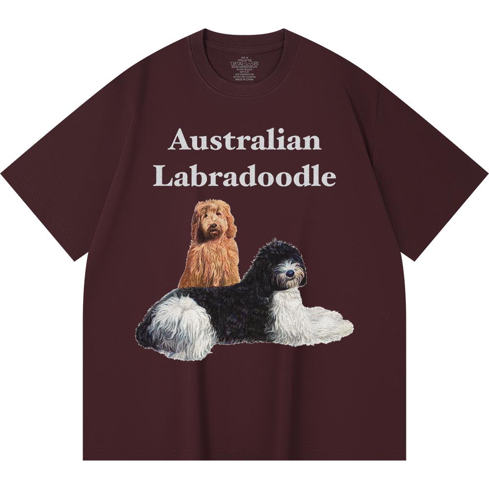 

Футболка из 100% хлопка плотностью 230 г/м2 с принтом австралийского лабрадуделя, забавная футболка из чесаного хлопка в стиле Харадзюку 2XL вино красного