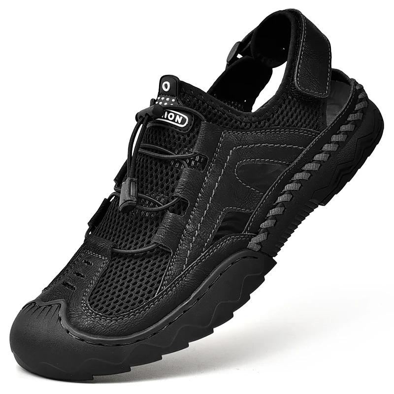 New Mens Sandals Summer Breathable Mesh Sandals Men Outdoor Casual Lightweight Beach Sandals Fashion Men Shoes Large Size 38-46