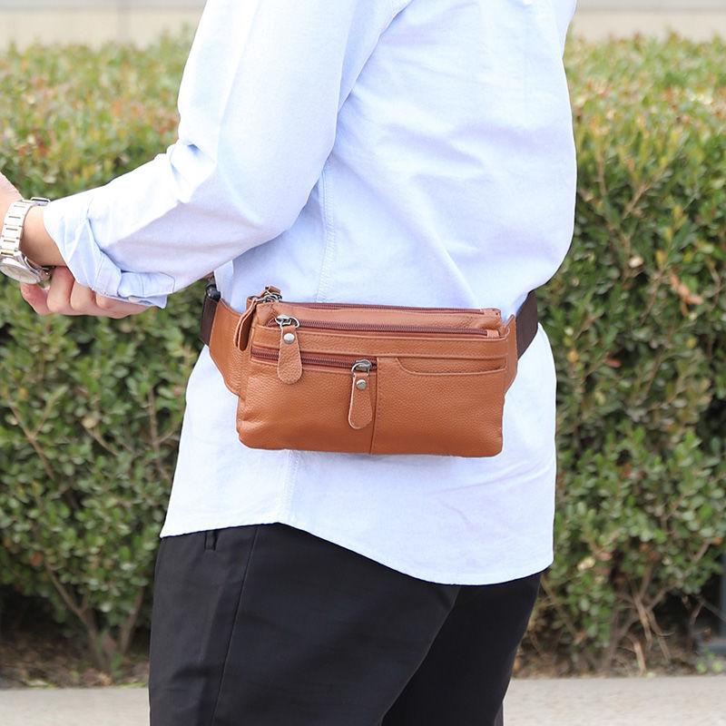 Waist Bag for Men, Close Fitting, Crossbody, Casual, Single Shoulder, Horizontal, Travel, Double-layer Mobile Phone, Men's Bag