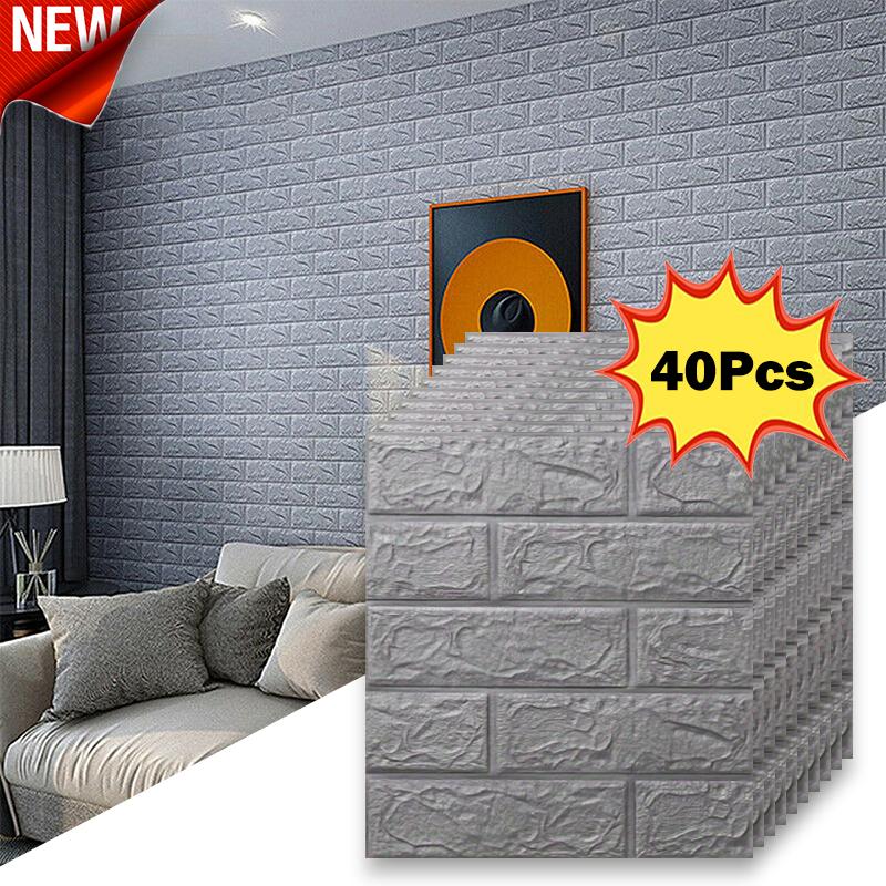 40 Pieces of Imitation Brick Wallpaper 38.5X35cm Self-adhesive Waterproof and Moisture-proof Living Room Bedroom Wall Decoration